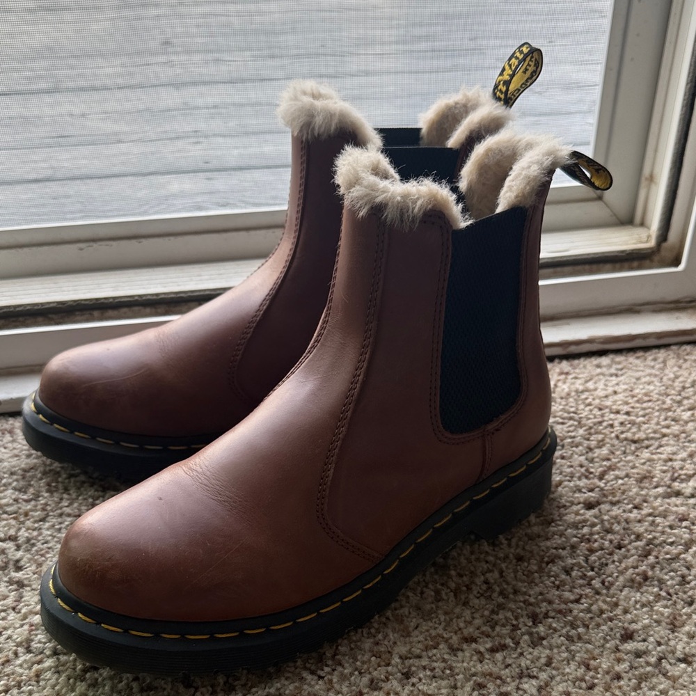 Dr. Martens Lenore Leather Fur-Lined Boots